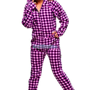 Warm and cozy zip up plaid onesie footed pjs XS